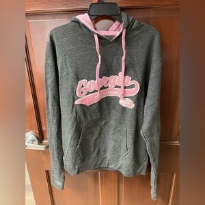 Three Square Georgia Bulldogs Hoodie Gray w/Pink White Felt Logo Womens L UGA